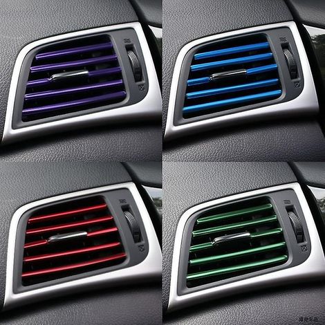 40 Pices Bandes Dcoration De Sortie Dair De Voiture Bande De Grille D'aration En Pvc Multicolore Diy Dcoration Pour Voiture Intrieure Rouge Lectr (1/5)