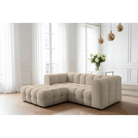 Ecksofa Designersofa SOLVIE XS in Stoff Moly Beige Ottomane Links
