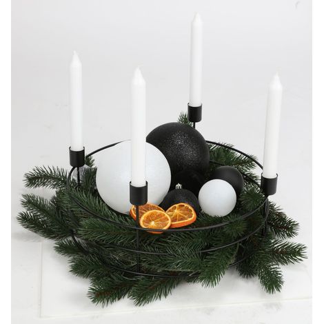 Metall-Adventskranz Ø33cm mit Metallstreben Weihnachtsdeko Kerzenhalter Tischdeko