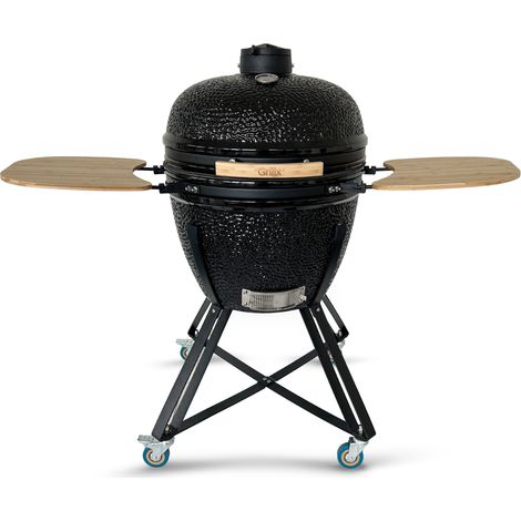 GrillX Kamado BBQ - 24 pouces - Avec housse - Barbecue en forme d’œuf - Barbecue au charbon de bois - Noir - Ø 53 cm (1/5)
