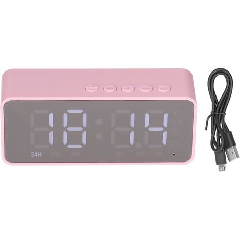 G50 Multifunktionaler Bluetooth-Wecker mit Lautsprecher, MP3-Player und kabellosem 5.0-Ladegerät fürs Büro – Pink (1/5)