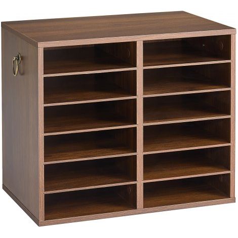 Trieur de Documents de Bureau en Bois avec 12 Compartiments, Brun (1/3)