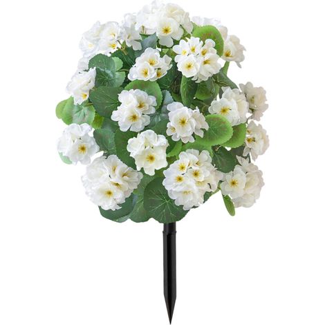 Flor de begonia artificial con estaca para el suelo, blanca.