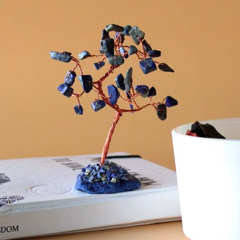 Arbre à pierres précieuses - Sodalite sur base d'agate bleue (35 pierres)- Vendu par 1 (1/4)