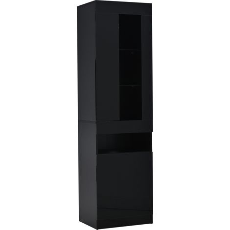 Vetrina alta nera con LED USB 50 x 40 x 180 cm HOMVRA (1/5)