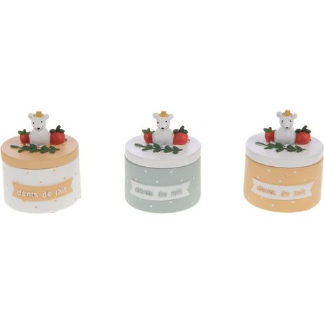 Boîte à dents de lait pack 3 résine blanc 6x5x5 cm (1/3)