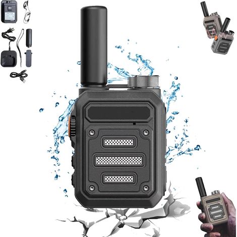 Talkie-walkie Nokrad étanche et antichoc, portée nationale illimitée sans frais, appels PTT, mini radio rechargeable longue distance, autonomie 6 jours, noir (1/5)