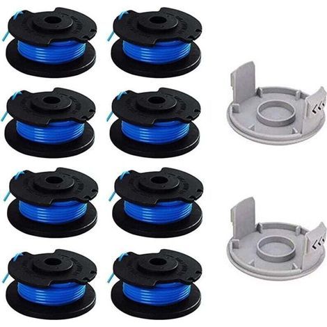 10 Paquets Bobine de Rechange pour Coupe-bordure de Ligne 0,065 pouce pour Ryobi 18v 24v 40v, Compatible Avec Ryobi One + AC14RL3A, Coupe-fil Sans Fil Line 11ft, 8 Bobines + 2 Capuchons de Coupe (1/4)
