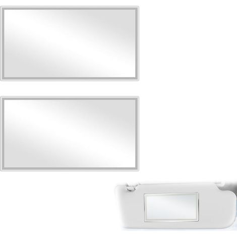 Lot de 2 miroirs de maquillage pour pare-soleil de voiture, miroir de courtoisie autocollant en acier inoxydable HD, pour femmes, van life et usage domestique (1/5)
