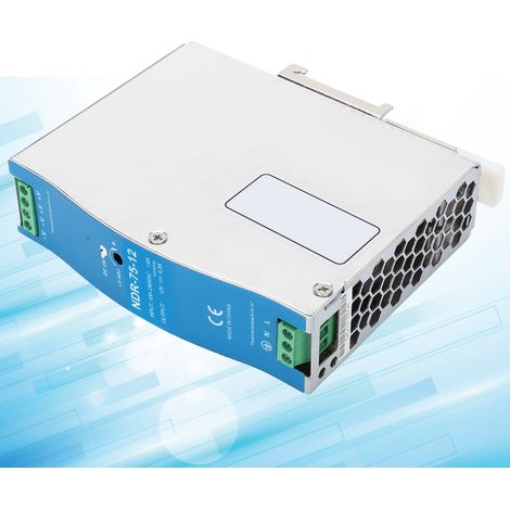 BERM@NDR-75-12 Alimentation à découpage 75 W 12 V sur rail DIN, 6,3 A, pour armoire de commande de contrôleur PLC industriel, tension d'entrée capteur 100-240 V CA (1/5)