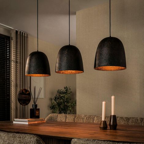 Suspension îlot cuisine 3 abat-jour brun vintage RALF