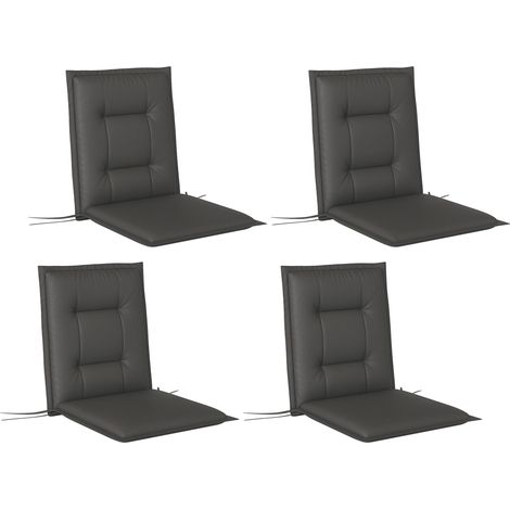 4er Set Sitzkissen 108 x 50 x 5 cm Stuhlkissen mit Bändern, Outdoor Indoor Sitzauflage Dunkelgrau
