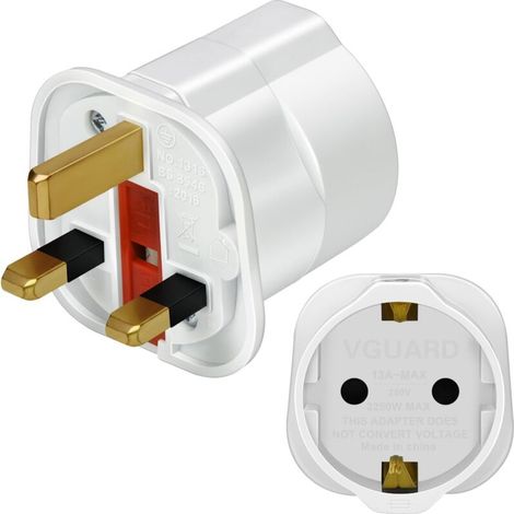 Adaptateur de prise britannique, 1 adaptateur UE vers Royaume-Uni (2 broches vers 3 broches) pour appareils électroniques de voyage (1/5)