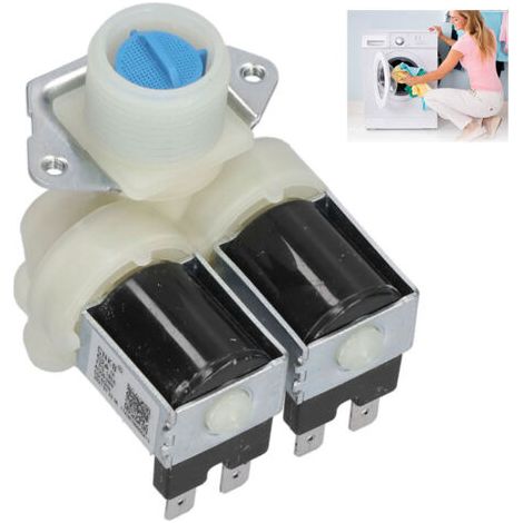 Valvola di ingresso dell'acqua, elettrovalvola di ingresso dell'acqua a doppia testa in PP + lega di alluminio per lavatrici automatiche, AC220V-240V