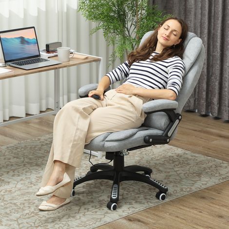 Silla Oficina con Masaje de 6 Puntos con Función Basculante con Calefacción Altura Ajustable 65x71x110-120 cm Gris (1/5)