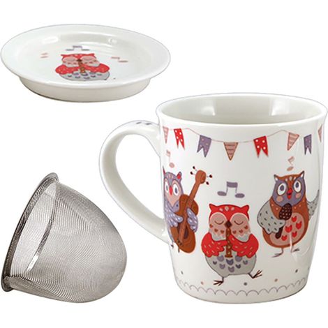 Mug blanc Musicowl avec infuseur pour le thé