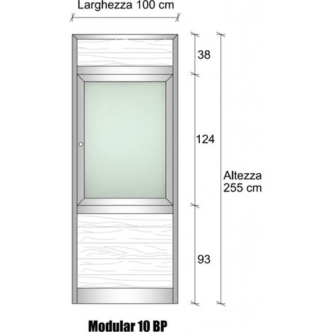 Modulo Continuativo Parete Divisoria in Alluminio e Vetro Satinato Perline con Finestra - H2550xL1000 mm - Colore Grigio Mix ITALFROM (1/4)