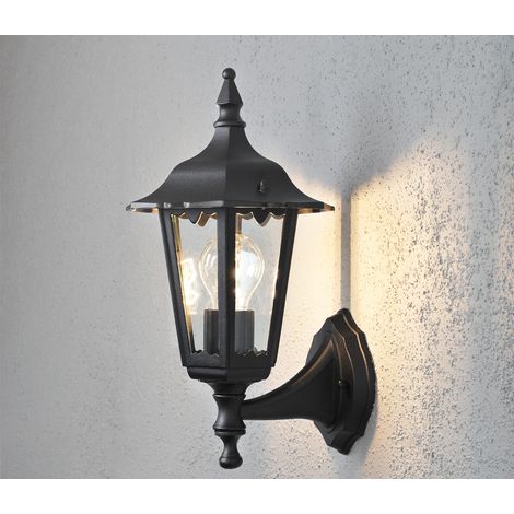 Kleine Außenwandleuchte FIRENZE, E27, Aluminium schwarz, Höhe 36 cm