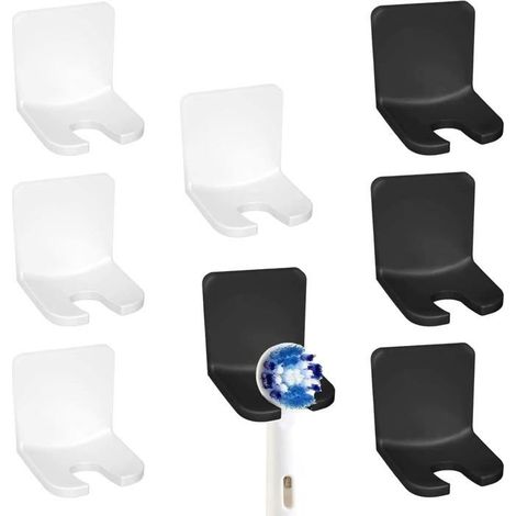 Lot De 8 Porte Brosse À Dents Electrique,Support Mural Sans Perçage Autocollant,Porte Tête Brosse À Dents Avec Forme En U Sé[CA202] (1/5)
