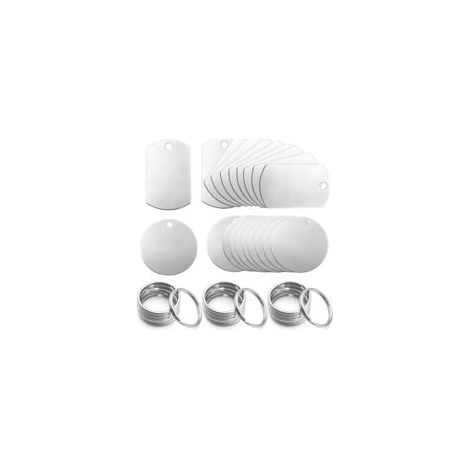 Lot de 20 pendentifs vierges en acier inoxydable pour chien - Étiquettes vierges - Étiquettes vierges - Porte-clés - Étiquettes rondes - Kit de bricolage (1/5)