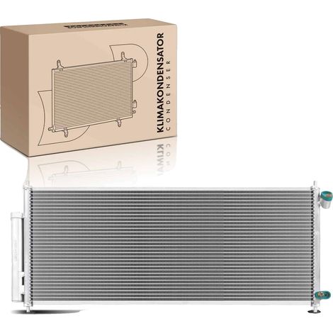 Condensador de aire acondicionado, Dimensiones 735 mm x 297,8 mm x 16 mm, Diámetro de entrada 15,5 mm, Diámetro de salida 10,15 mm, Refrigerante R134a, Compatible con sedanes compactos (1/5)