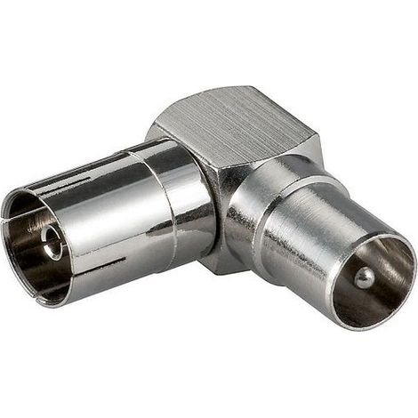 Adaptador antena coaxial macho - hembra en angulo recto  Gris (1/4)
