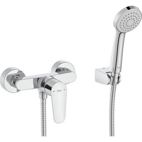 Roca A5A204FC00 Miscelatore doccia Victoria Plus con doccia a mano, flessibile da 1,50 m e supporto doccia snodato, cromato (1/2)