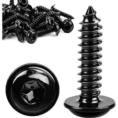 Torx Lot de 60 vis à bois noires M5 x 30 mm, à tête bombée, auto-taraudeuses, avec rondelle, pour panneaux acoustiques, en acier inoxydable 304, vis à tête plate Torx (1/5)