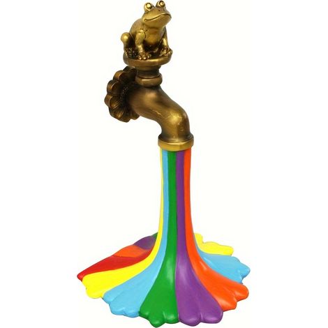 Fontaine à eau arc-en-ciel avec une statue de grenouille amusante, une sculpture décorative pour votre pelouse. (1/5)