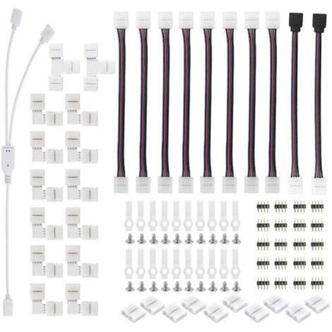 LED Strip Accessory (Connector, Controller, Amplifier)4 Pin 5050 LED Strip Connector Kit - 10mm RGB LED Strip Connector Kit contains 8 types of connectors (1/4)