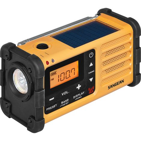 N/A FM Sangean MMR-88 noir, jaune fonction de charge de la batterie, lampe de poche, rechargeable, manivelle, panneau solaire Y581421 (1/5)