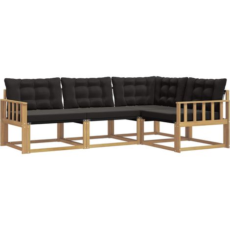 Outdoor Sofa Set with Cushion 4 pcs White and Black vidaXL (1/5)