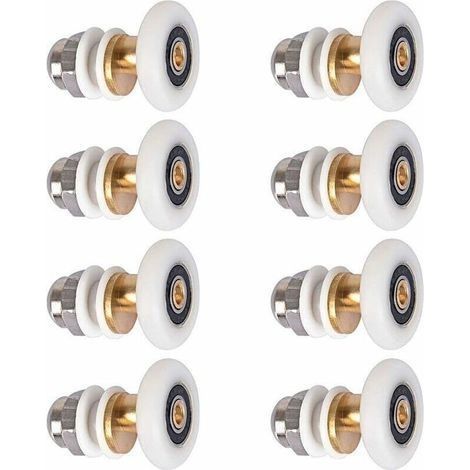 8 pièces 25mm Porte de Douche - Rouleau Roulette Roue pour Porte de Douche Roulettes Coulissantes Porte Roue de Remplacement pour Rouleau (1/5)