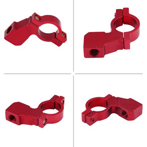 10-mm-Motorrad-Rückspiegelhalterung, Lenkerhalterung, Spiegeladapter, rote Kabelklemme