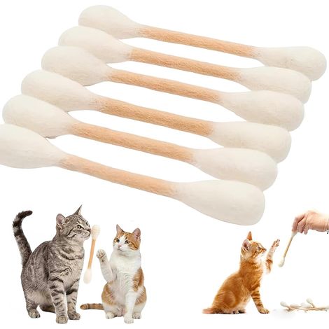Lot de 6 Jouets pour Chat en Forme de Coton-Tige Géant, avec Herbe à Chat, Polyester 15 cm – Jouet Interactif à Mâcher et Donner des Coups de Pattes (1/5)