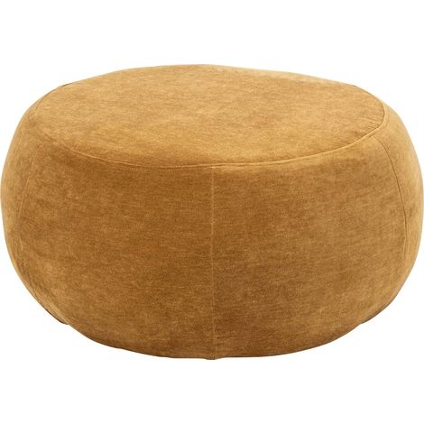 Pouf rond en tissu jaune moutarde - jaune moutarde (1/3)