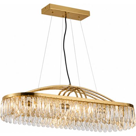 LUSSOCRAFT Lustre en cristal classique – Cristal, 3 couleurs d'éclairage dimmables, 8 lampes douille E14, 99.7×39.8×28.5 cm, pour couloir et chambre