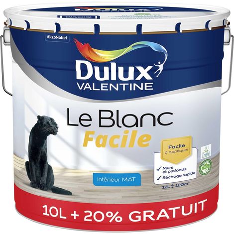 Peinture Le Blanc Facile Dulux Valentine Mat Blanc 10 L + 20%