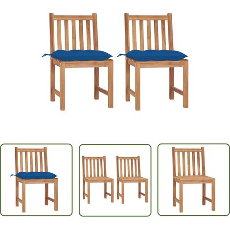 The Living Store Gartenstühle 2 Stk. mit Kissen Massivholz Teak - Gartenstühle - Teakholz - Gartenmöbel - Esszimmerstühle - Balkonmöbel (1/5)