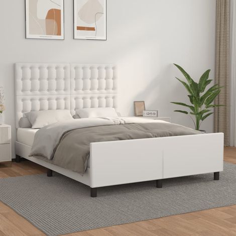 Cadre de lit sans matelas-Structure de lit blanc 140x190 cm similicuir 296743 (1/5)