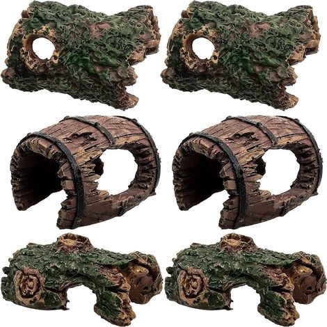 6 Pièces Décoration Aquarium Résine Grotte Cachette Crevettes Ornement Paysager Piscines Poissons