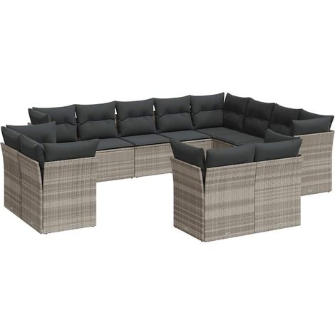 Maison Exclusive - 12-tlg. Garten-Sofagarnitur mit Kissen Hellgra