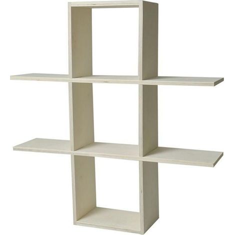 Etagère murale en bois à customiser - 2 niveaux - 53 x 53 x 12 cm