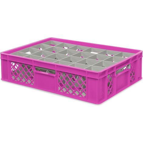 BRB Gläserkiste 600x400 mm für 15, 24, 33 oder 40 Gläser, farbig (Pink, für 24 Gläser Ø 87 mm, Glashöhe max 122 mm)