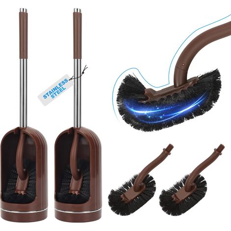 Lot de 2 brosses WC avec support, nettoyeur de bords et 4 têtes de (1/5)