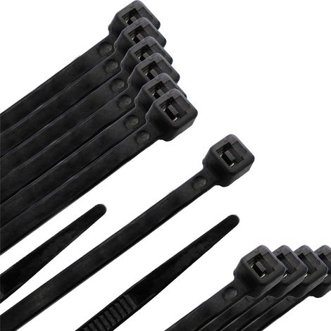 Trense aus 100 % Nylon. Schwarze Farbe 4,5 x 200 mm. (Beutel 100 Einheiten)