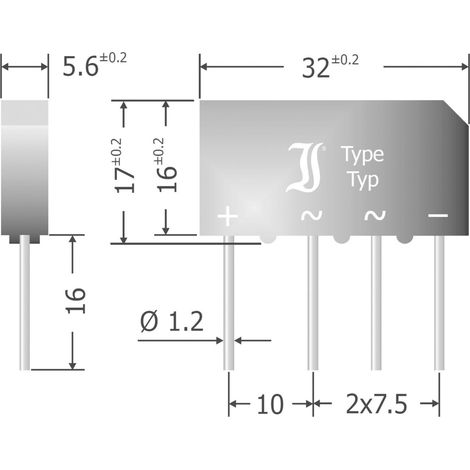 Diotec B500C5000-3300A Pont redresseur SIL-4 1000 V 5 A Monophasé
