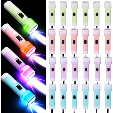 Lot de 24 Mini Lampes Torches LED Multicolores avec Dragonne, Format Portable (1/5)