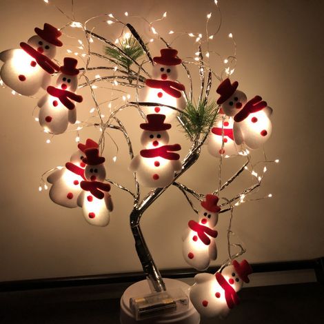 Luci natalizie a forma di pupazzo di neve di peluche - decorazioni per albero di Natale - decorazioni LED per feste - catene luminose - 1,65 m - 10 luci (1/3)