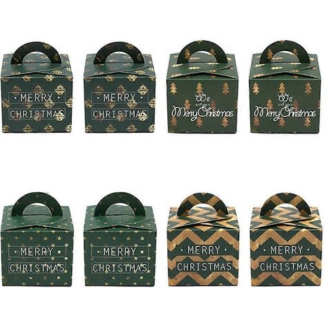 Lot de 8 boîtes à bonbons portables en papier pour Noël, idéales pour les fêtes.-9.5X8cm (1/3)